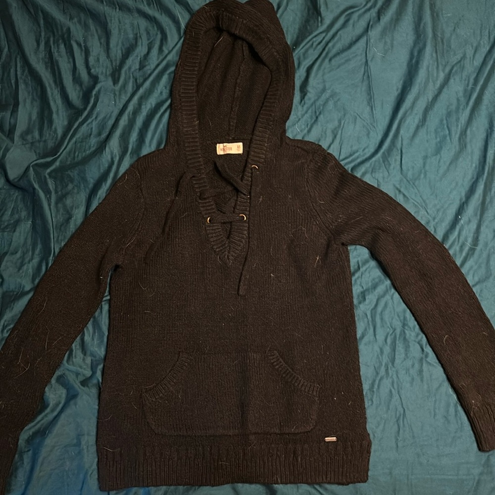 Hollister black hooded sweatshirt in size XS.